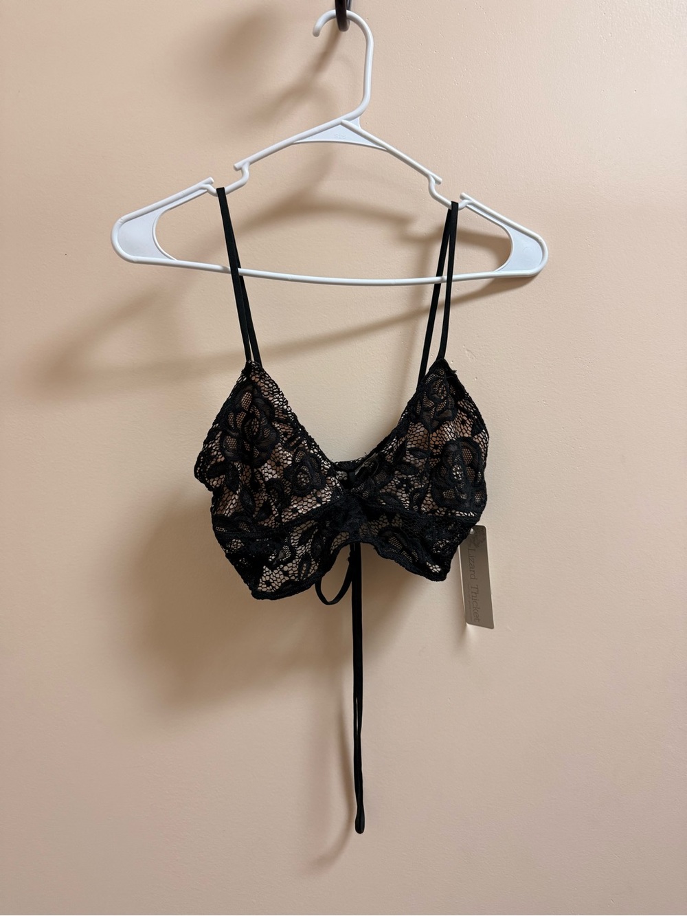 Lizard Thicket Black Lace Tie-Front Bralette